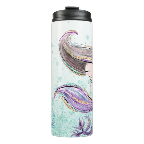  Girly Glam Mermaid Glitter Sea Horse Thermal Tumbler