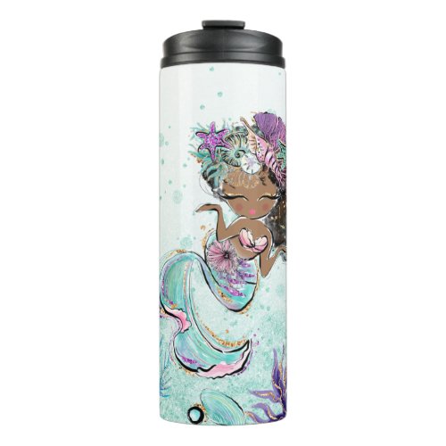  Girly Glam Mermaid Glitter Sea Turtle Coral Thermal Tumbler