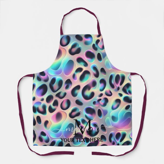 Girly Glam Opal Leopard Print All-Over Print Apron (Front)