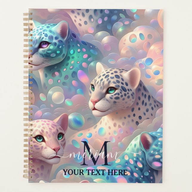 Girly Glam Opal Leopard Print Office School Planner (Front)