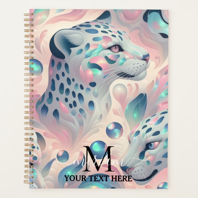 Girly Glam Opal Leopard Print Office School Planner (Front)