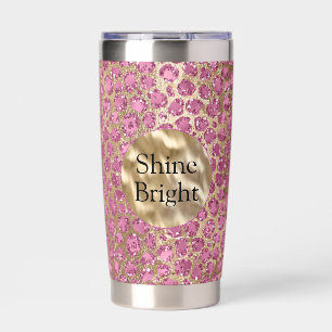 Girly Glam Pink Glitter Gold Leopard Insulated Tumbler