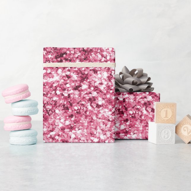 Girly Glam Pink Glitter Wrapping Paper (Baby Shower)