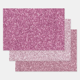 Girly Glam Pink Glitzy Sparkle Glitter Wrapping Paper Sheets