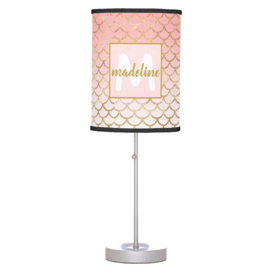 GIRLY GLAM PINK/GOLD GLITTER OMBRE MONOGRAMMED TABLE LAMP ...