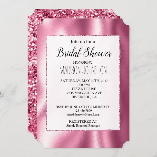 Girly Glam Pink Invitation (Front/Back)