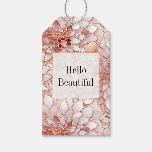 Girly Glam Pink Rose Gold Floral Gift Tags