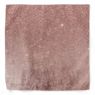 Girly Glam Pink Rose Gold Foil and Glitter Mesh Bandana