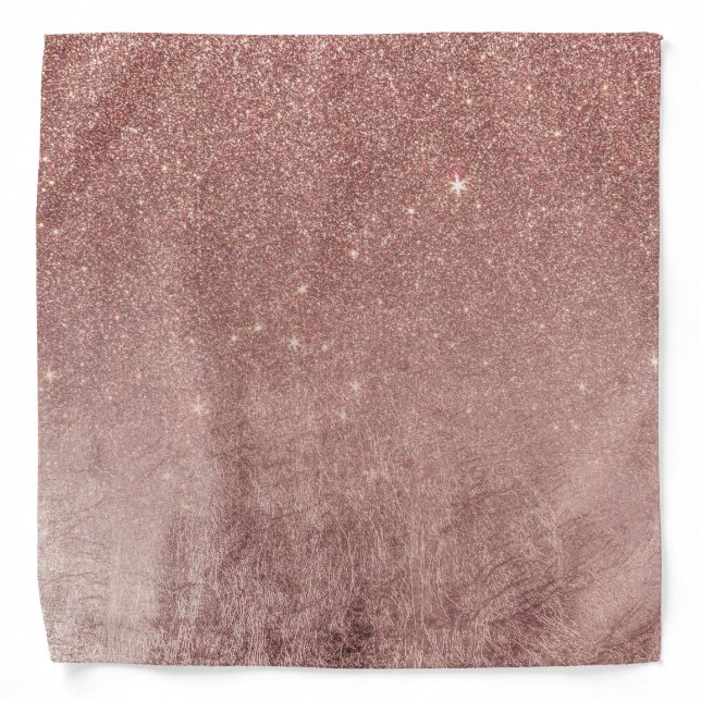 Girly Glam Pink Rose Gold Foil and Glitter Mesh Bandana (Front)
