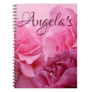Girly glam pink rose modern floral boho fine art notebook