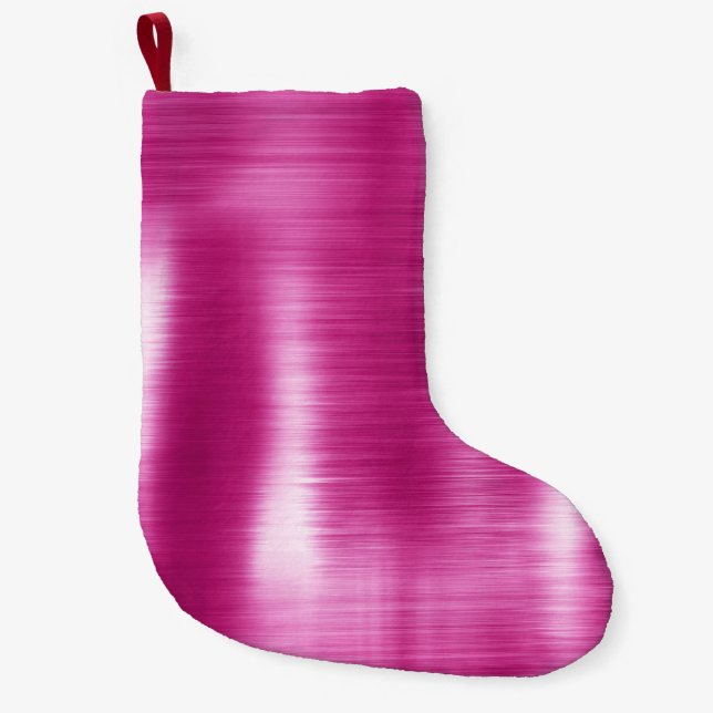 Girly Glam Pink White Streaks Small Christmas Stocking (Front)