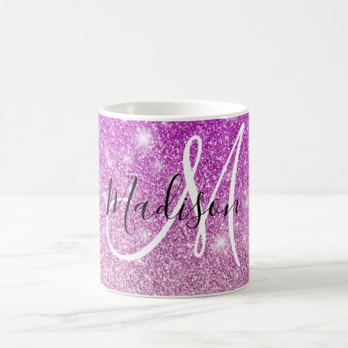 Girly  Glam Purple Glitter Sparkles Monogram Name Coffee Mug