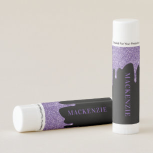 Girly Glam Purple Sparkle Glitter Drips Lip Balm