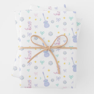 Girly Glam Rockstar Cowgirl Pop Star Party Wrapping Paper Sheets