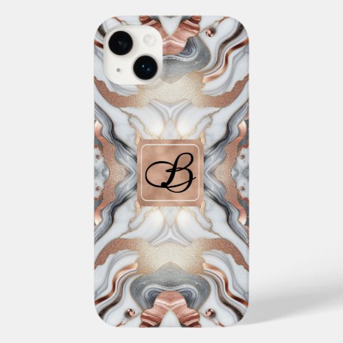 Girly Glam Rose Gold Silver  White Marble  Case_Mate iPhone 14 Plus Case
