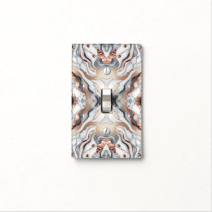 Girly Glam Rose Gold Silver & White Marble Light Switch Cover