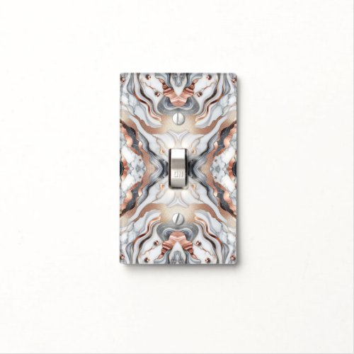Girly Glam Rose Gold Silver  White Marble  Light Switch Cover