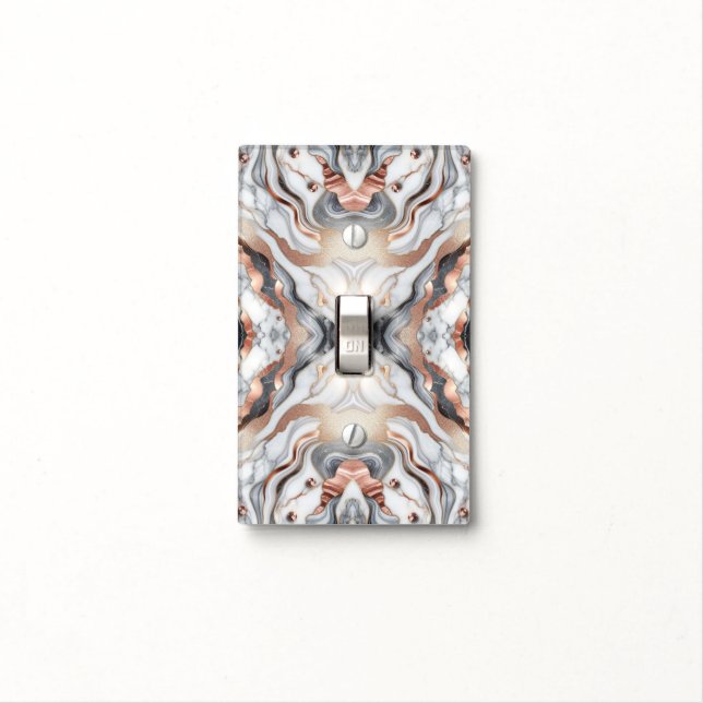 Girly Glam Rose Gold Silver & White Marble  Light Switch Cover (In Situ)