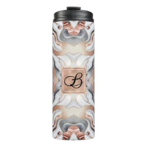 Girly Glam Rose Gold Silver  White Marble  Thermal Tumbler