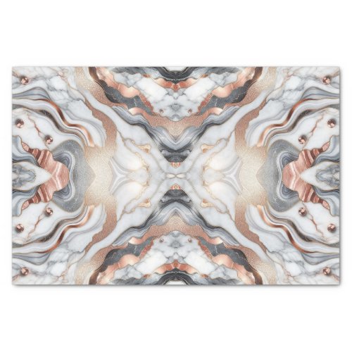 Girly Glam Rose Gold Silver  White Marble  Tissue Paper