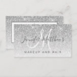 Girly Glam Silver Glitter Makeup Artist Hair Salon Business Card