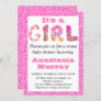 Girly Glam Sweet Hot Pink Glitter Girl Baby Shower Invitation