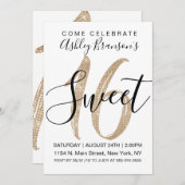 Girly Glam White Faux Gold Sequin Glitter Sweet 16 Invitation (Front/Back)
