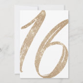 Girly Glam White Faux Gold Sequin Glitter Sweet 16 Invitation (Back)