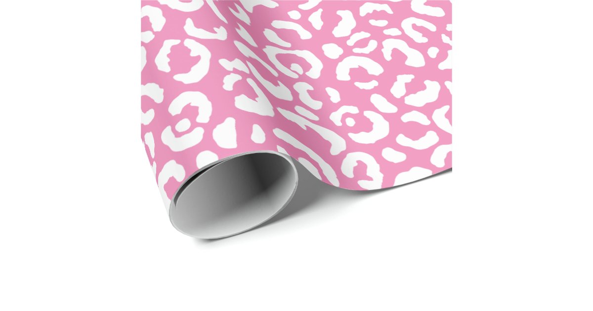 Girly Glam White Pink Leopard Print Wrapping Paper | Zazzle