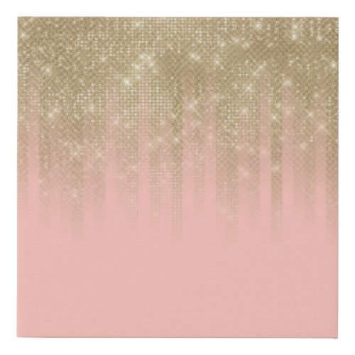 Girly Glamorous Pink Gold Glitter Striped Gradient Faux Canvas Print