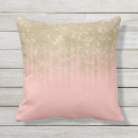 Girly Glamorous Pink Gold Glitter Striped Gradient Outdoor Pillow<br><div class="desc">This glamorous, modern, and girly design if perfect for the elegant fashionista. It features a faux printed sparkly gold glitter sequin striped ombre gradient on top of a simple blush pink background. It's pretty, beautiful, and girly! ***IMPORTANT DESIGN NOTE: For any custom design request such as matching product requests, color...</div>