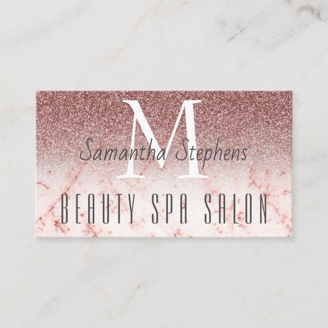 Girly Glamorous Pinkish Glittering Hair SPA Salon Business Card (Front)