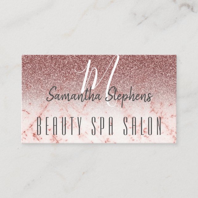 Girly Glamorous Pinkish Glittering Hair SPA Salon Business Card (Front)