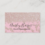 Girly Glamorous Rose Gold Glitter Marble Gradient Business Card