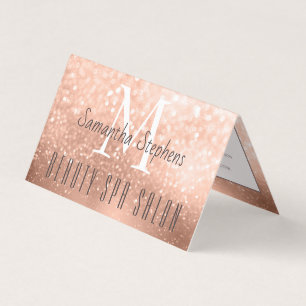 Girly Glamorous Rose Gold Glitter SPA Salon Folded Business Card