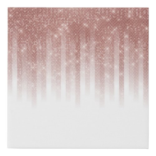 Girly Glamorous Rose Gold Glitter Striped Gradient Faux Canvas Print