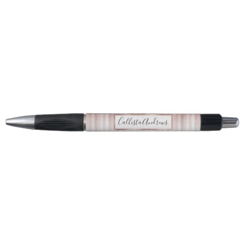 Girly Glamorous Rose Gold Glitter Striped Gradient Pen