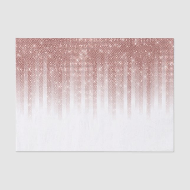 Girly Glamorous Rose Gold Glitter Striped Gradient Tissue Paper (Front)