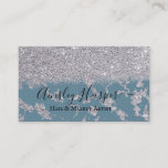 Girly Glamorous Silver Glitter Marble Gradient Business Card