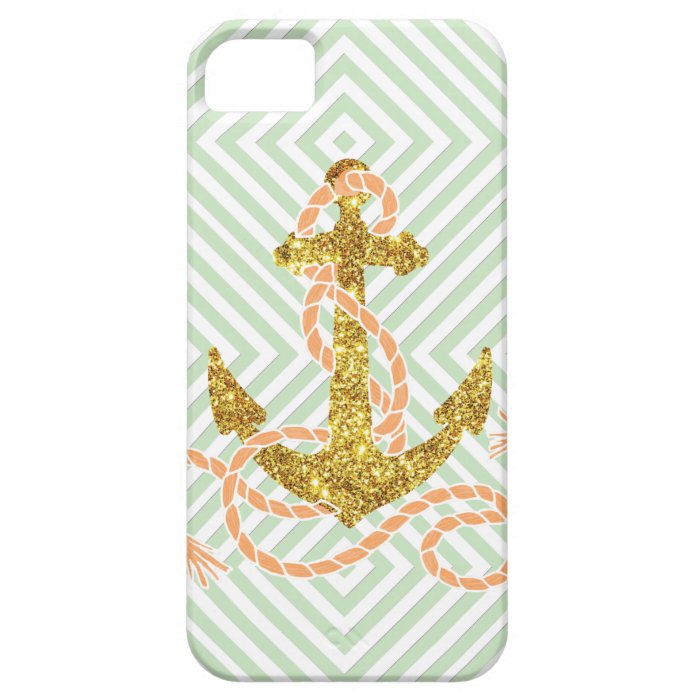 Girly Faux Glitter Anchor iPhone 5 Cases