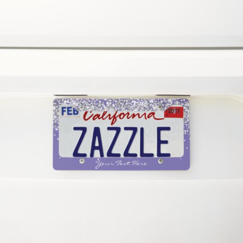 Girly Glitter and Pastel Color Personalized Licens License Plate Frame