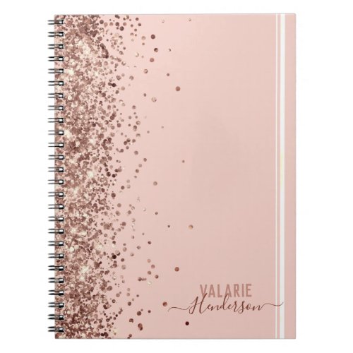 Girly Glitter Blush Pink Script Typography Noteboo Notebook