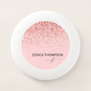 Girly Glitter Blush Pink Simple Monogram Name Wham-O Frisbee