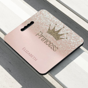 Girly  Glitter Bokeh Crown Princess Seat Cushion