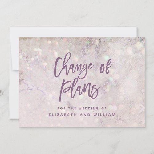 Girly glitter chic elegant change of plans wedding save the date