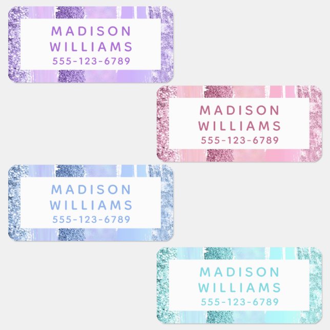 Girly Glitter Chic Modern Personalized  Clothing Labels (Group)