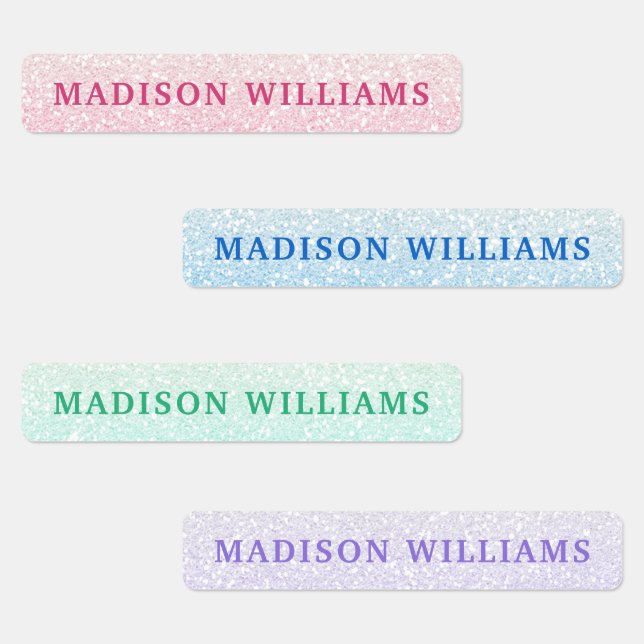 Girly Glitter Chic Modern Personalized Clothing Labels (Group)