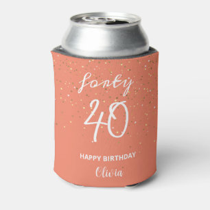 Girly glitter Custom modern 40th birthday Can Cooler