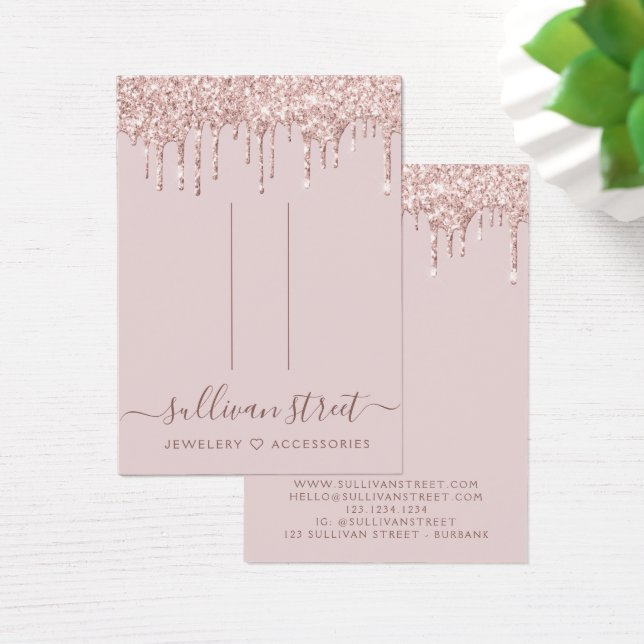 Girly Glitter Drip Hair Clip Jewelry Display Card (Desk)