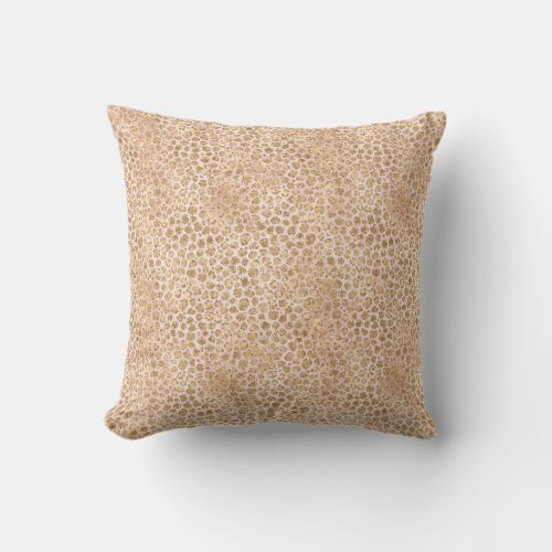 Girly Glitter Gold Peach Leopard Print Throw Pillow